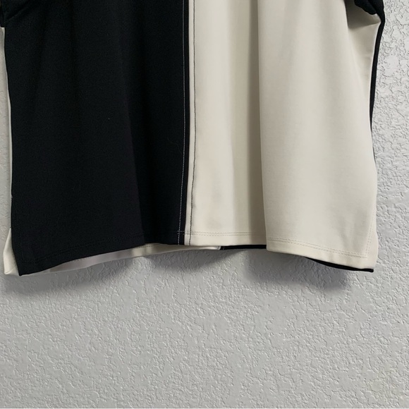 Lisa Bayne Top Womens S Colorblock Artsy Boxy Ponte Knit Lagenlook Black Cream - Picture 8 of 15